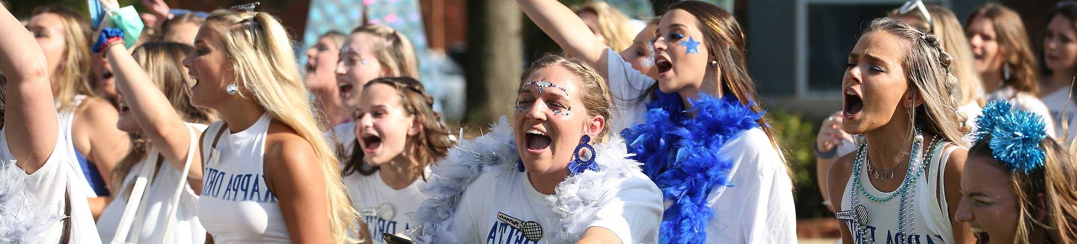 Sosrority members at bid day on campus.